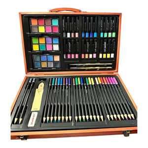Shuttle Art Deluxe Wooden Art Set 80 Piece Artist Kit Colored Pencils